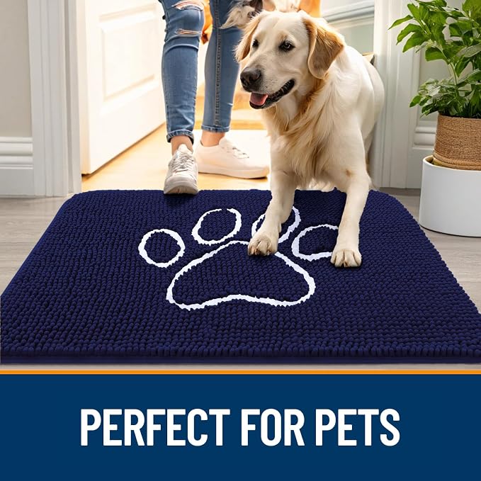 OLANLY Dog Door Mat for Muddy Paws 59x24, Paw Print Design, Absorbs Moisture - Image 6