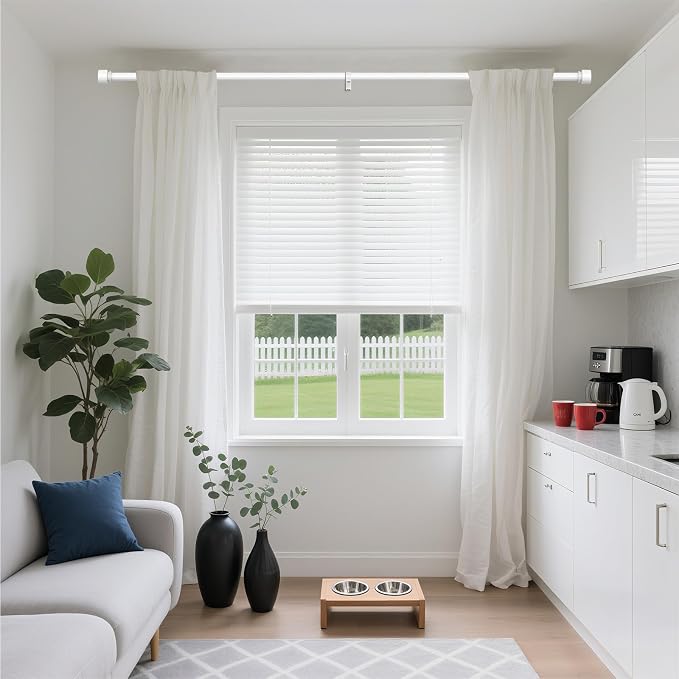 Modern White Curtain Rods for Windows 66 to 120 Inch, Decorative Drapery Rods - Image 2