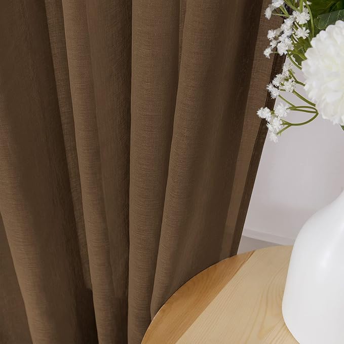 Tollpiz Short Sheer Curtain Linen Textured Living Room Curtains Sheer Light - Image 3