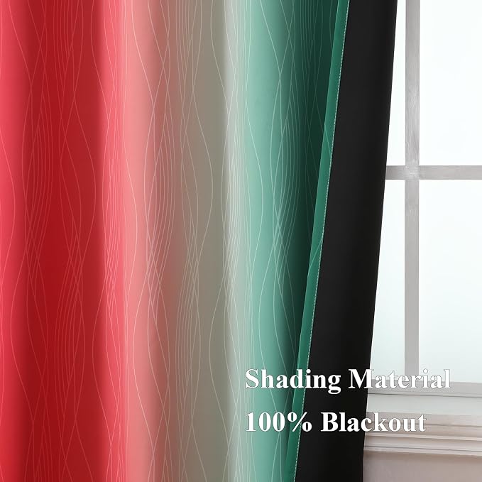 Estelar Textiler Red and Green Blackout Curtains - Image 5