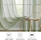 MIULEE 2 Panels Sage Green Sheer Curtains 96 inches Long Window Curtains Rod - Image 4