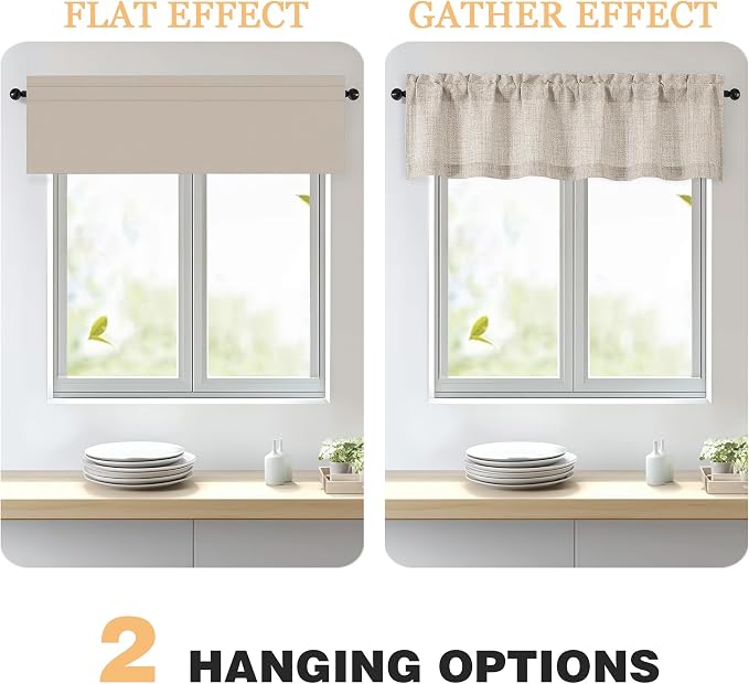 OWENIE Linen Valances for Windows 1 Pcs 18 Inch Length, Light Filtering - Image 5