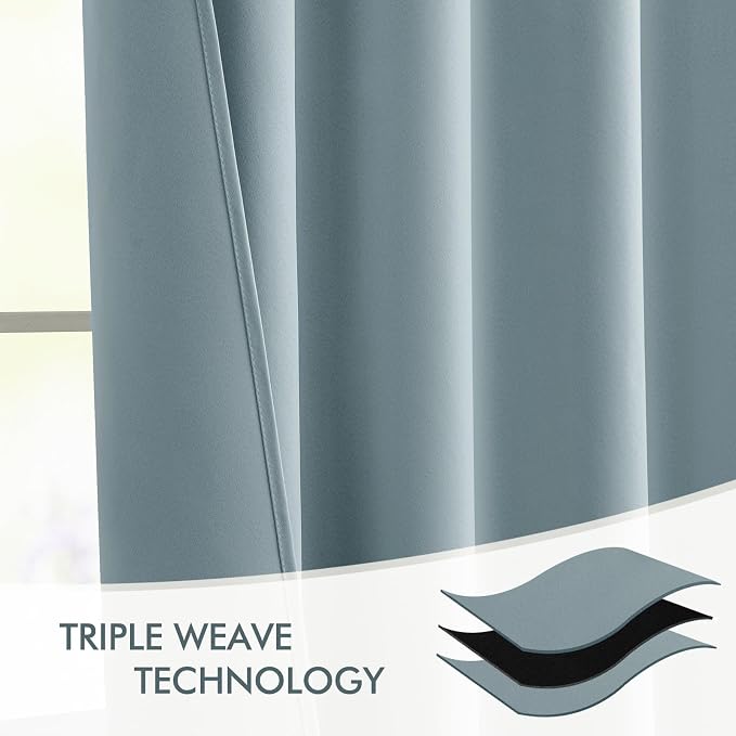 MIULEE Slate Blue Back Tab Blackout Curtains 63 Inch Length 2 Panels Set - Image 7