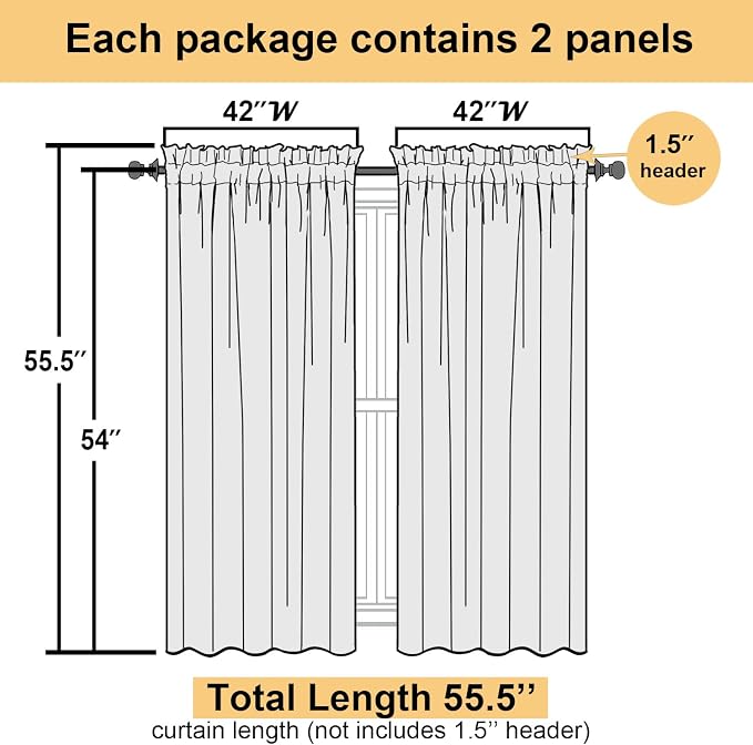 Lecloud Hunter Green Sheer Curtains 54 Inch Length 2 Panels, Voile Light - Image 4
