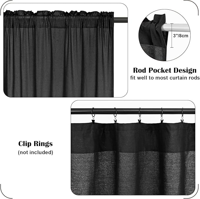 FRAMICS Farmhouse Valance Curtains, Boho Cotton Linen Kitchen Valance, Country - Image 6