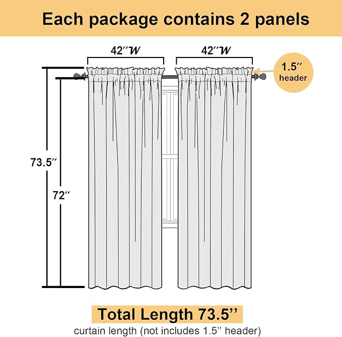 Lecloud Chocolate Sheer Curtains 72 Inches Long 2 Panels, Rod Pocket Voile - Image 5