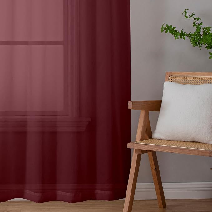 Aiyufeng 108 Inch Red Sheer Window Curtains - Image 8
