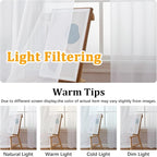 Gwine White Sheer Curtains 108 Inches Long 2 Panels Set, Voile Light Filtering - Image 5