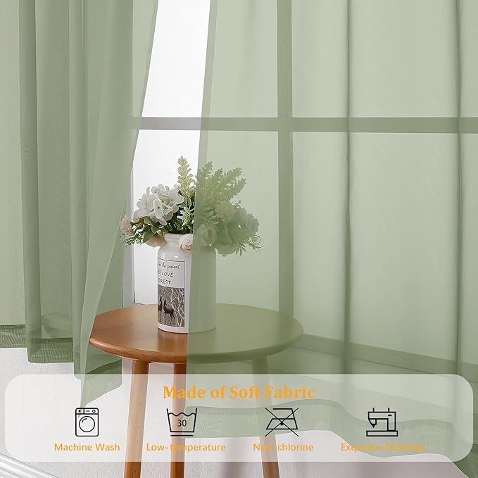 Gwine Sage Green Sheer Curtains - Image 7