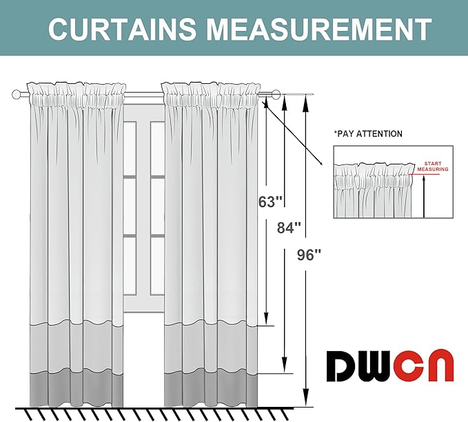 DWCN Dark Grey Sheer Curtains Semi Transparent Voile Rod Pocket Curtains - Image 8