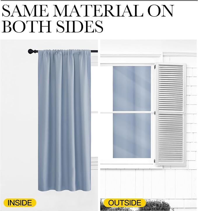 NICETOWN Bedroom Curtains Blackout Draperies, Vintage Blue, 1 Pair, 34-inch W x - Image 5
