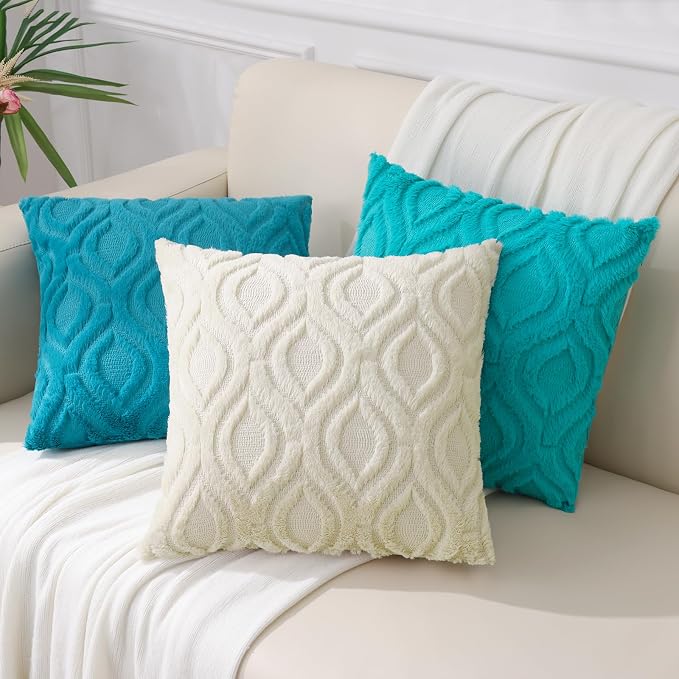 decorUhome Summer Throw Pillow Covers 18x18 Inch Set of 2, Soft Plush Faux Wool - Image 7