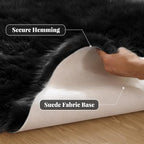 ORINOVA Black Fluffy Faux Sheepskin Washable Fur Area Rugs - Image 2
