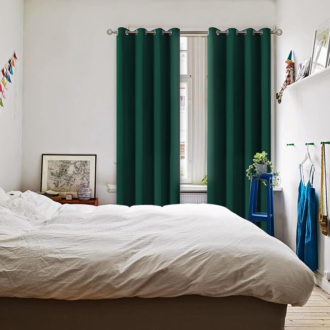 BGment Green Blackout Curtains 72 Inch Length 2 Panels Set, Grommet Thermal - Image 2