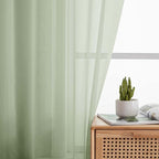 Light Green Sheer Curtain for Bedroom Living Room 72 Inches Long 2 Panels Set - Image 6