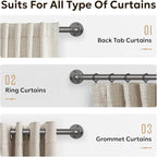 Zeerobee Curtain Rods for Windows 72 to 144, 1 Inch Industrial Wrap Around Grey - Image 8