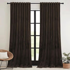 RYB HOME Brown Velvet Curtains 102 inches - Image 2