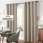 Yakamok Natural Linen Curtains 100% Blackout 96 Inches Long, Room Darkening - Image 7