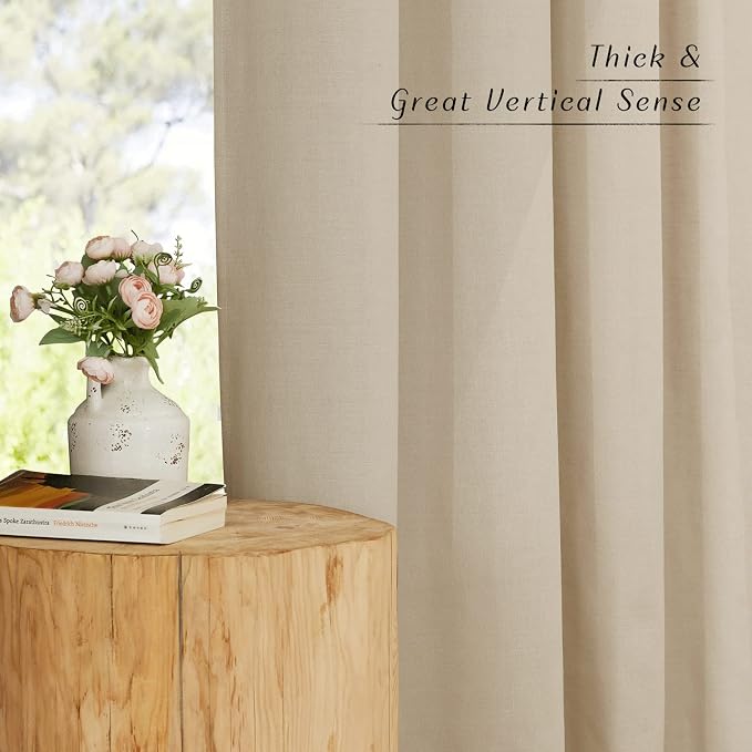 NICETOWN Linen Angora Curtains for Living Room, Grommet Privacy Assured Semi - Image 3