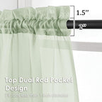 OVZME Light Green Sheer Curtains 90 Inches Long 2 Panels - Image 2