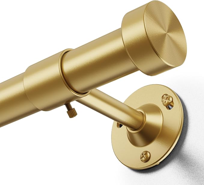 YaFex Heavy Duty Curtain Rods 32-60 Inch, 1 Inch Adjustable Gold Curtain Rod by YaFex