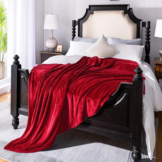 JIAHANNHA Red Throw Blanket Fleece Blanket Throw Size, Super Soft Cozy Plush - Image 3