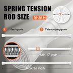 AIZESI White 2pcs Small Tension Rods 17 to 26 Inch, Durable Tension Curtain - Image 3