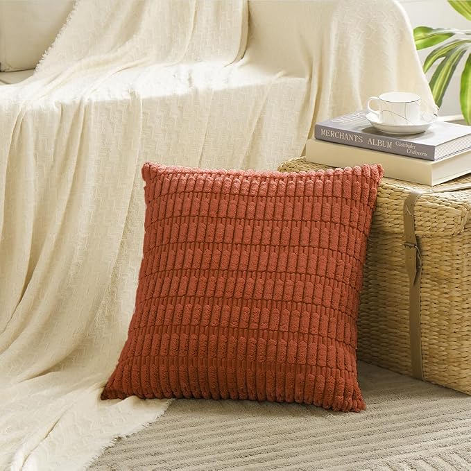 Fancy Homi 4 Packs Boho Burnt Orange Fall Decorative Throw Pillow Covers 24x24 - Image 2
