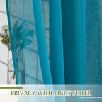NICETOWN Linen Sheer Bedroom Curtains 72 inch Long, Grommet Top Casual Flax - Image 3