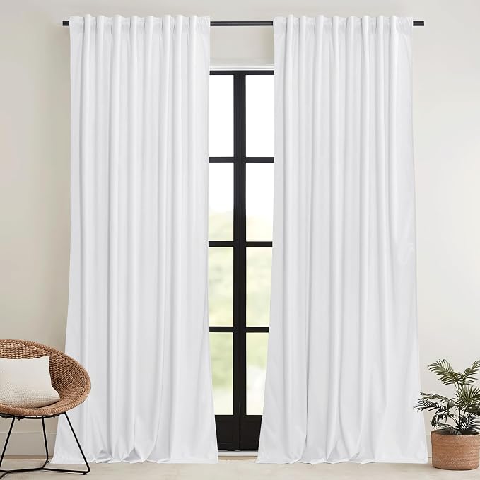RYB HOME White Velvet Curtains 72 inches - Image 2