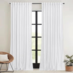 RYB HOME Pure White Velvet Curtains 96 inches - Image 2