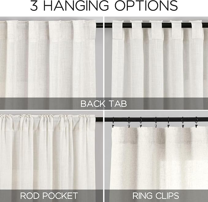 Nanspring 54 Inch Linen Curtains - Image 2
