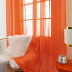 SpaceDresser Burnt Orange Sheer Curtains 4 Panels Rod Pocket Semi-Sheer Curtain - Image 4