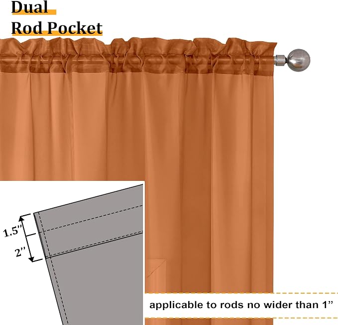 Aiyufeng Orange Sheer Curtains 84 Inches Long 2 Panels Set, Light Filtering - Image 5
