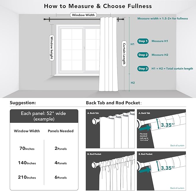Deconovo Room Darkening Curtains, Thermal Insulated Noise-Reducing Window Panels - Image 9