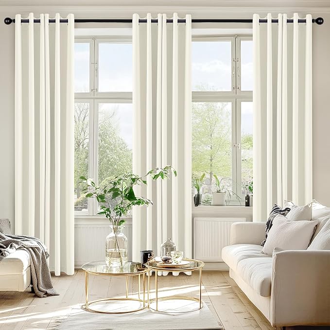 MIULEE Cream Blackout Curtains for Bedroom Living Room 72 Inches Long 2 Panels - Image 6