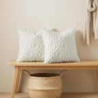 decorUhome Throw Pillow Covers 22x22 Inch Set of 2, Soft Plush Faux Wool Cream - Image 4