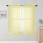 OWENIE Short Sheer Curtains for Bedroom Living Room 54 Inch Length 2 Panels Set by OWENIE
