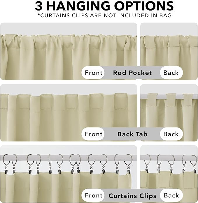 Deconovo Blackout Curtains, Thermal Insulated, W52 x L84 2 Panels, Back Tab - Image 2