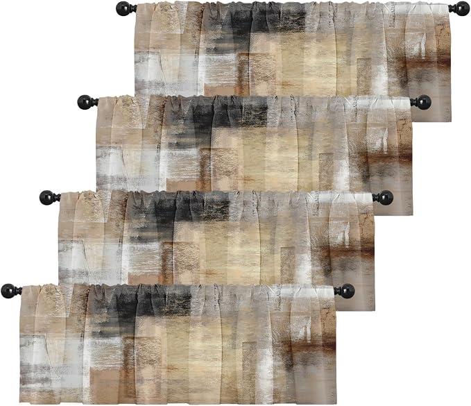 Emvency 4 Pack Valances Window Treatments, 52x12 Inch Rod Pocket Valances by Emvency