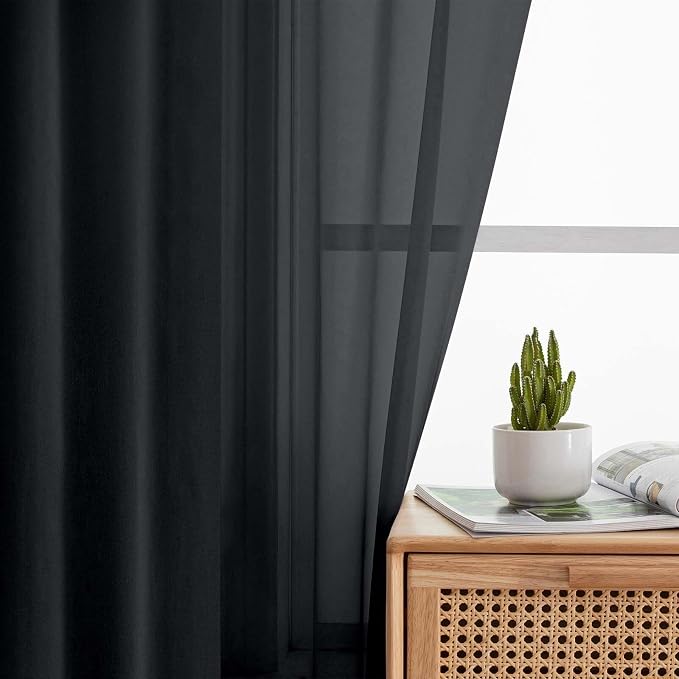 Black Valances for Windows, Modern Solid Mini Small Window Curtains for Cafe - Image 7
