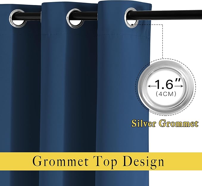 NICETOWN Moroccan Blue Blackout Living Room Curtains 110 inches Long, Grommet - Image 2