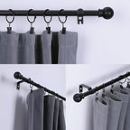 Thestoa Curtain Rods for Windows 48 to 84-92 inch, 5/8" Matte Black Curtain Rod - Image 2