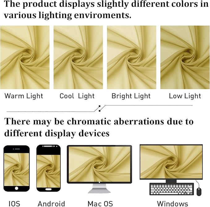 Lecloud Yellow Sheer Curtains 63 Inch Length 2 Panels, Light Filtering Voile - Image 6