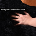 Goolela Black Round Rug 5ft Fluffy Fuzzy Sheepskin Carpet - Image 2