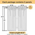 Lecloud Light Green Sheer Curtains 63 Inch Length 2 Panels Set, Elegant Voile - Image 4