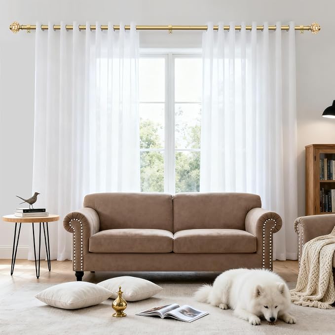 Curtain Rods for Windows 48 to 84 Inch, USFOOK 7/8 inch Luxury Gold Curtain Rod - Image 3