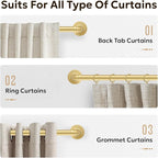 Zeerobee Curtain Rods for Windows 72 to 144, 1 Inch Industrial Wrap Around Gold - Image 8