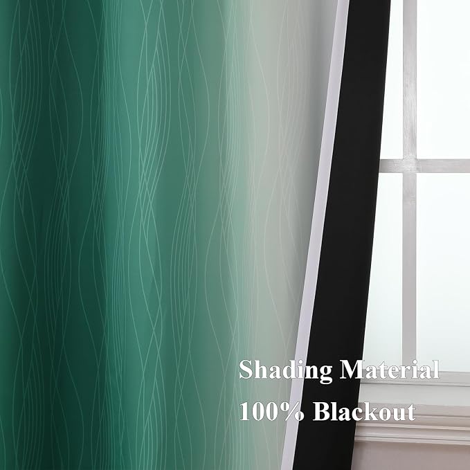 Estelar Textiler Green and Greyish White Blackout Curtains - Image 5