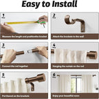GEEBOBO Bronze Curtain Rods for Windows 66 to 120 Inch, 1 Inch Long Adjustable - Image 7